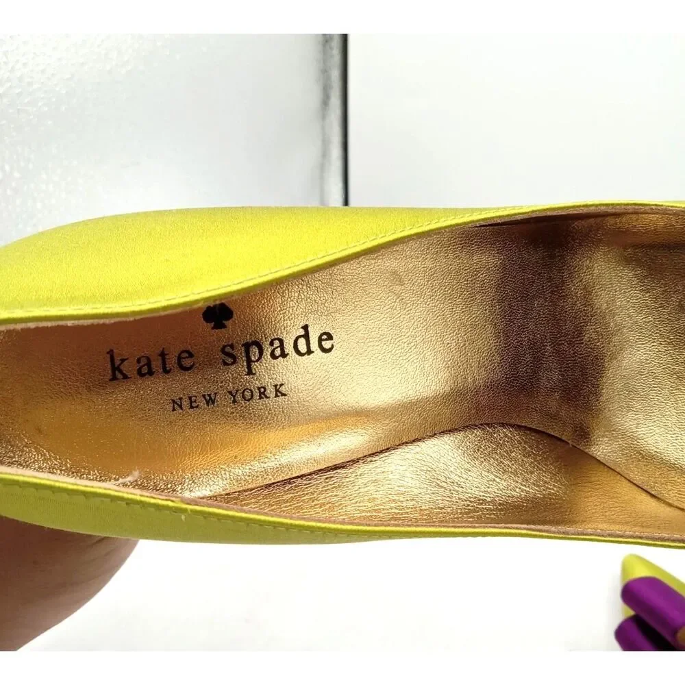 Kate Spade New York Latrice Colorblock Satin Bow Pumps  Green Purple Pink 6B